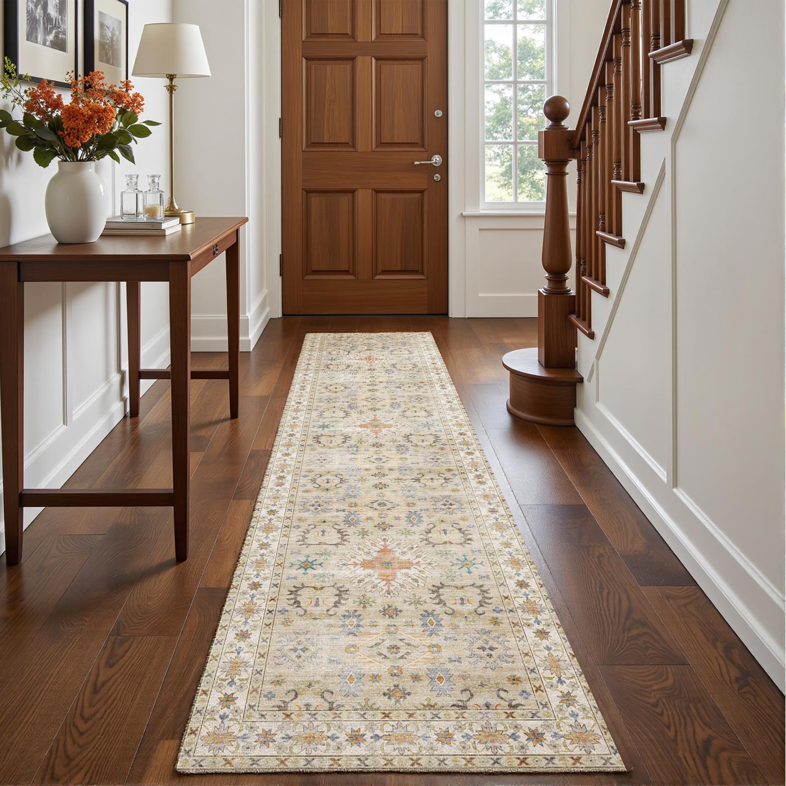 Tessia - Vintage Washable Runner Hallway Rug - 60x240cm