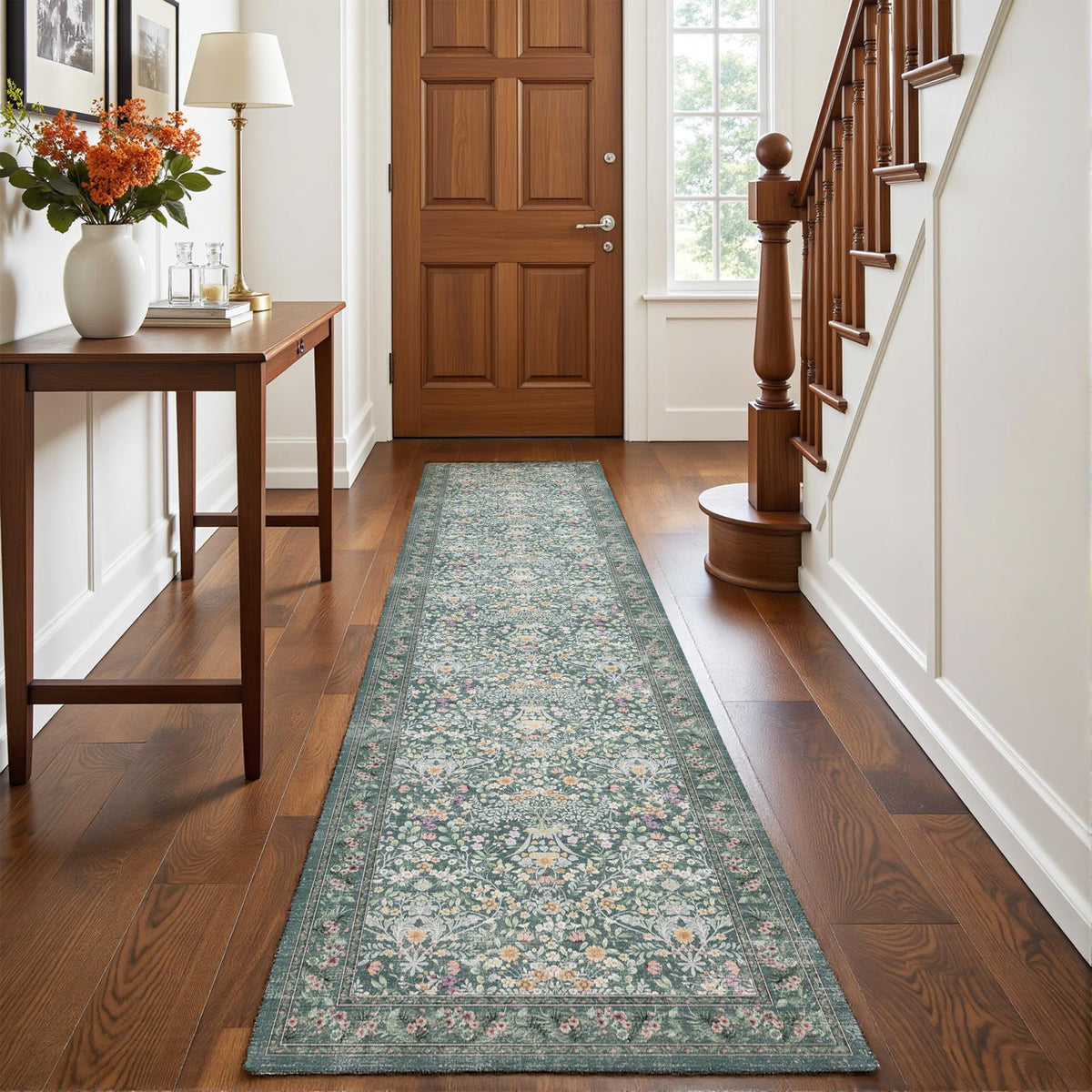 Zafira - Floral Washable Long Runner Rug- 60x240cm