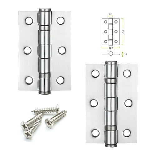 Ball Bearing Fire Rated Door Hinges - 76mm - Pair -  Polished Chrome - Decor And Decor