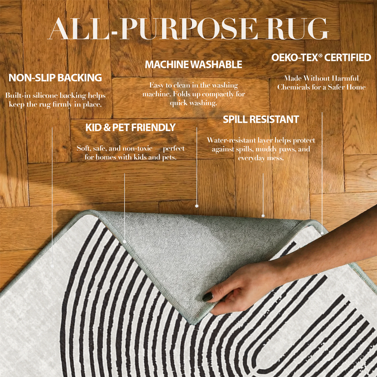 Brayen - Geometric Washable Runner Hallway Rug - 160x230cm – view 3