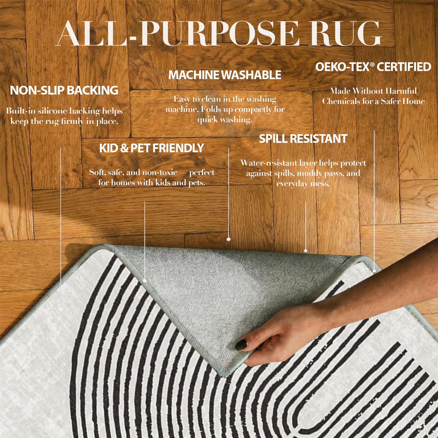 Brayen - Geometric Washable Runner Hallway Rug - 160x230cm