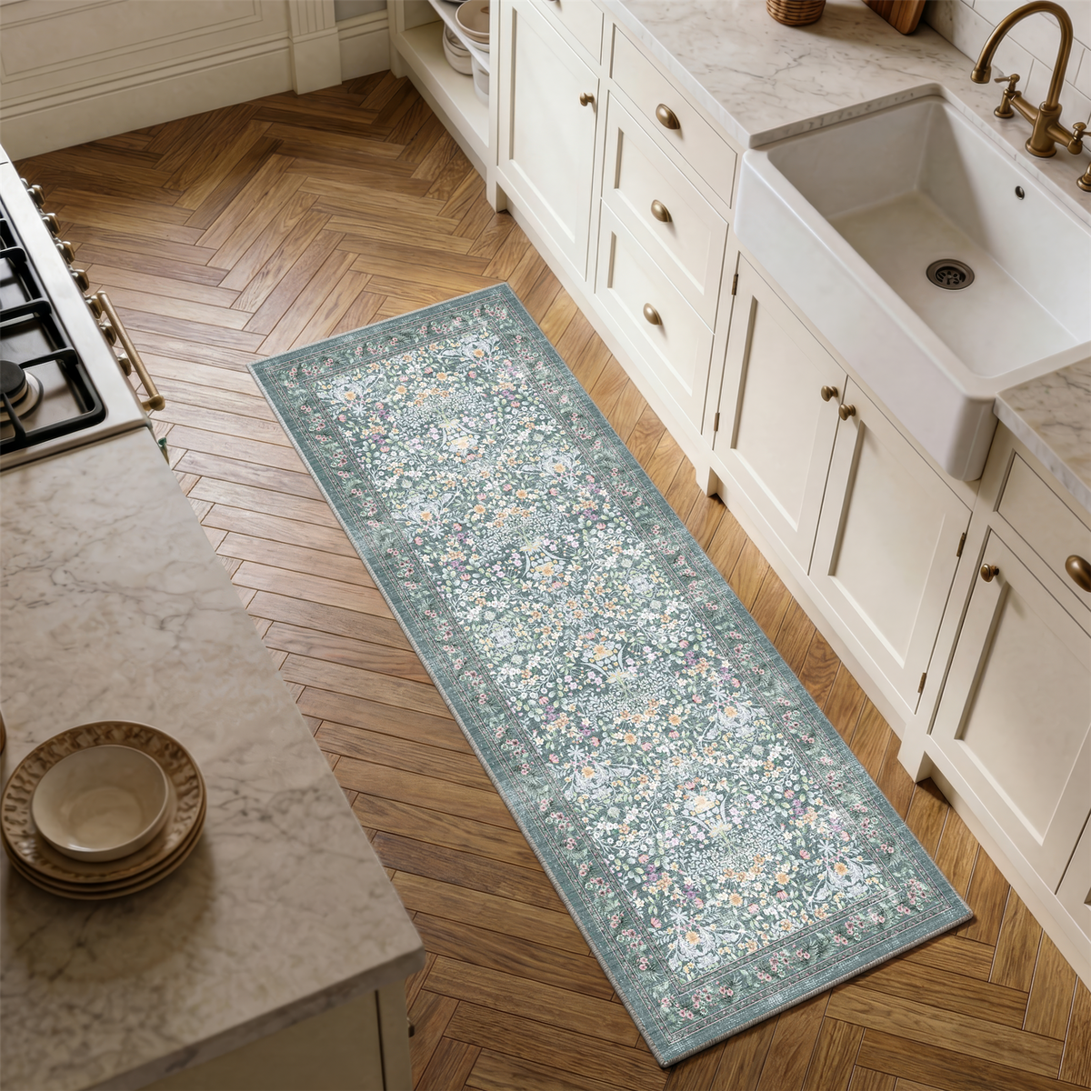 Zafira - Floral Washable Small Runner Rug - 60x180cm – view 8