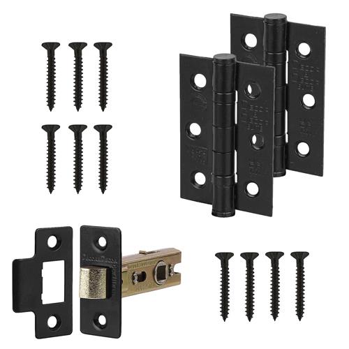 Tore Matt Black Passage Door Handles - Latch and Hinge Set