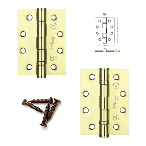 Ball Bearing Fire Rated Door Hinges - 102mm - Pair - Polished Brass - Decor And Decor
