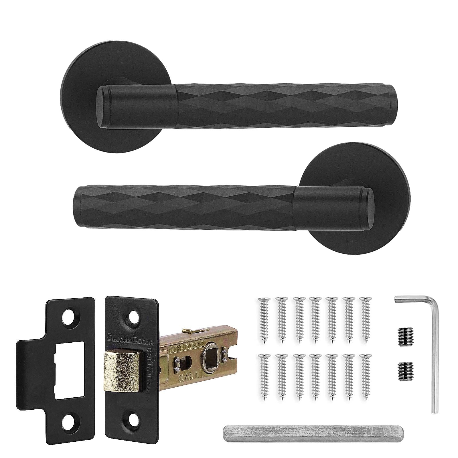 Tore Matt Black Passage Door Handles - Latch Kit Set