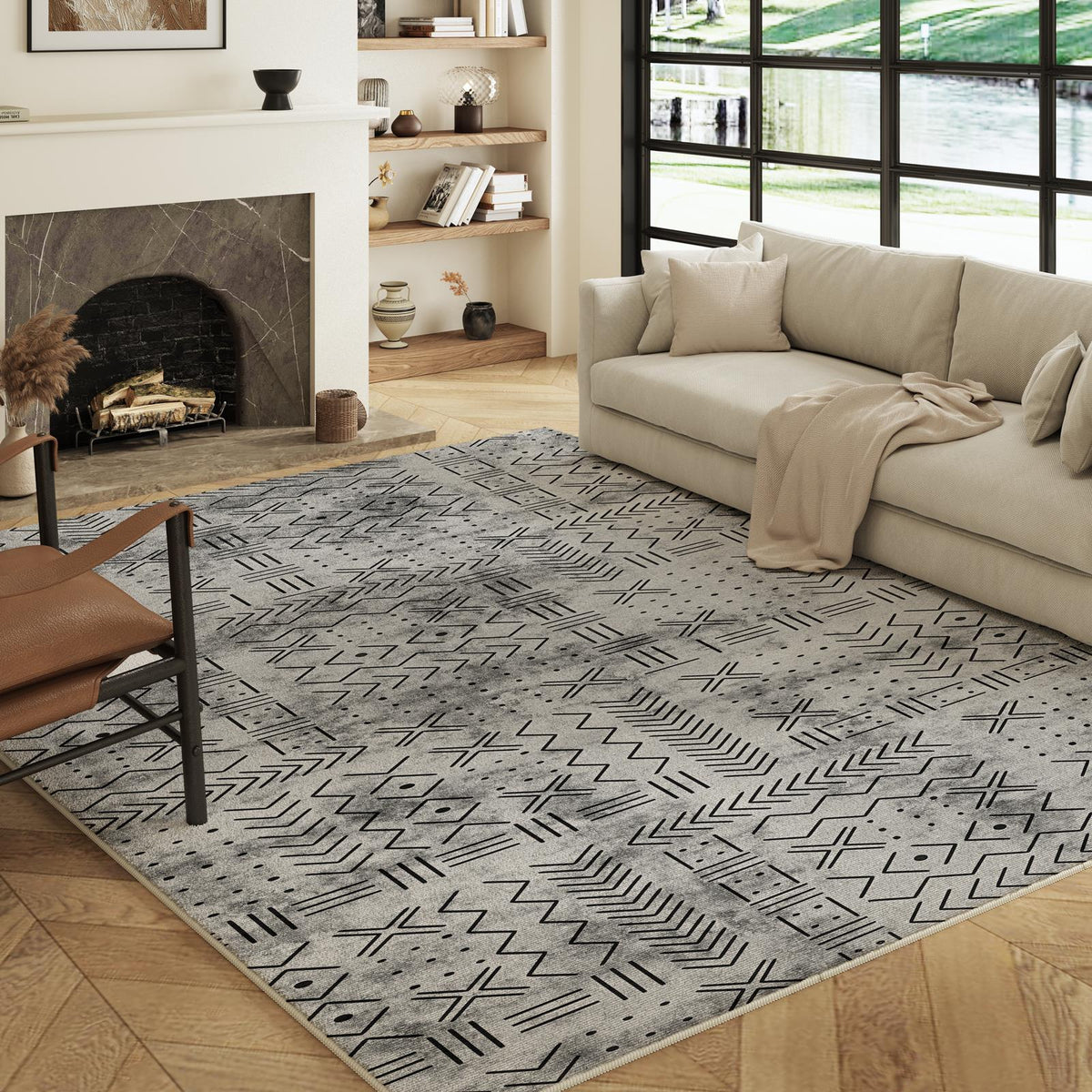 Velano - Geometric Washable Large Living Room Rug - 160x230cm