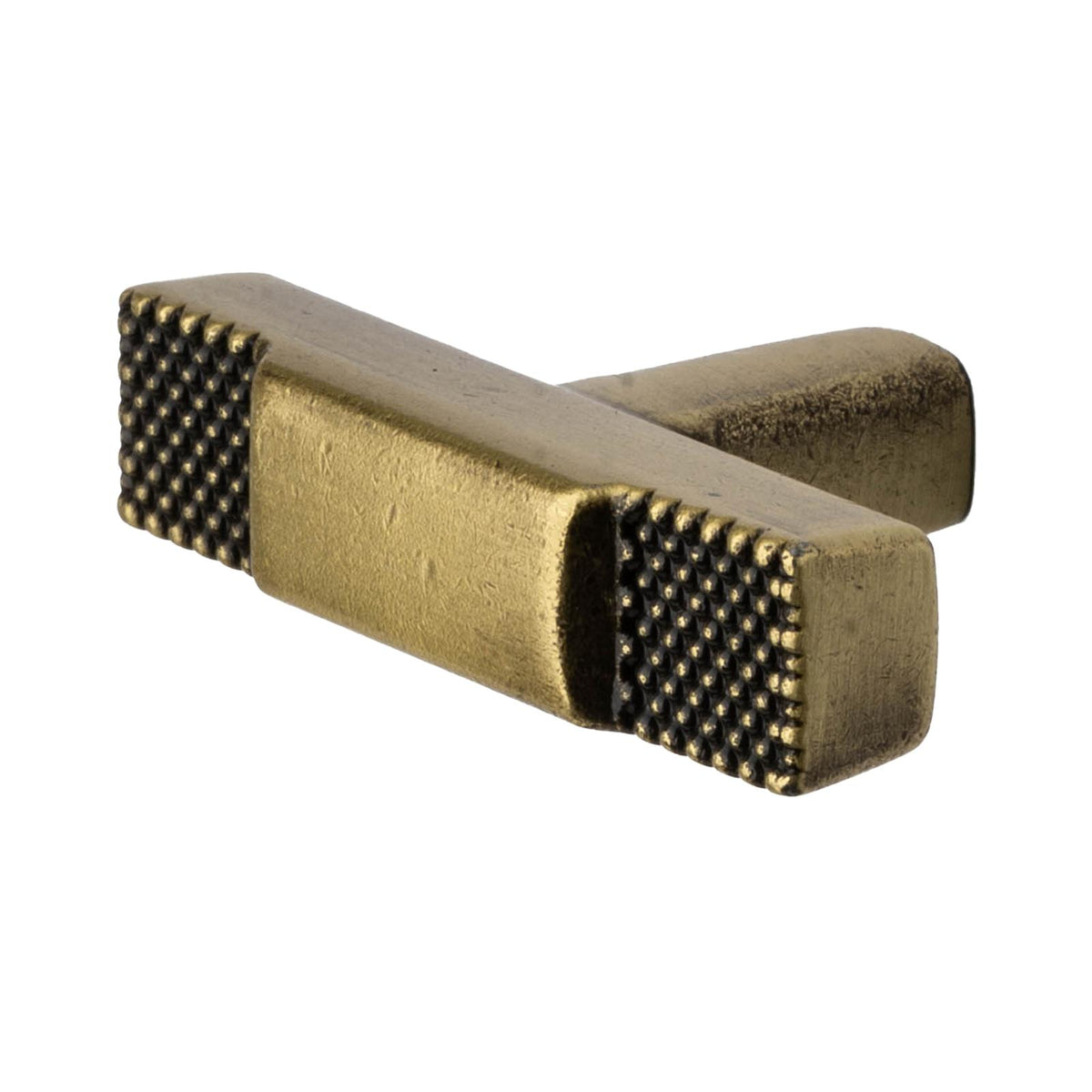 Mara - Knurled T-Bar Kitchen Cabinet Knob - Antique Brass