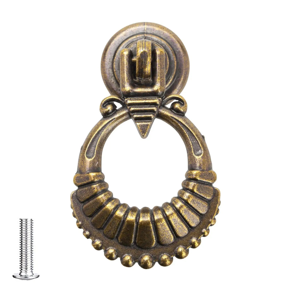 Dixie - Vintage Cabinet Pull Knob - Antique Brass