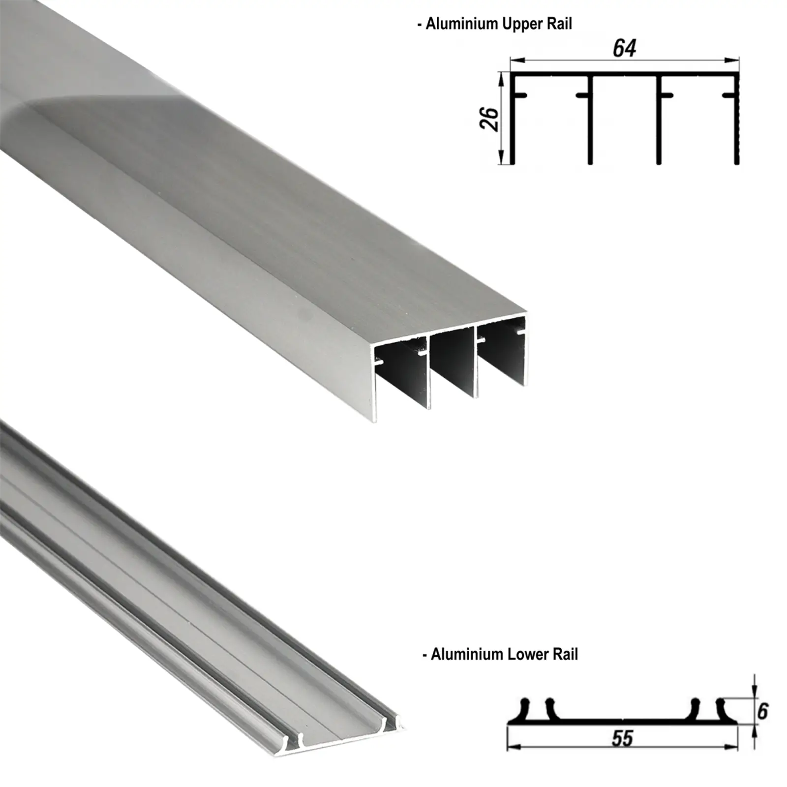 E-Slide Wardrobe Sliding Door Kit - 2 Door - 1200mm Track - Decor And Decor