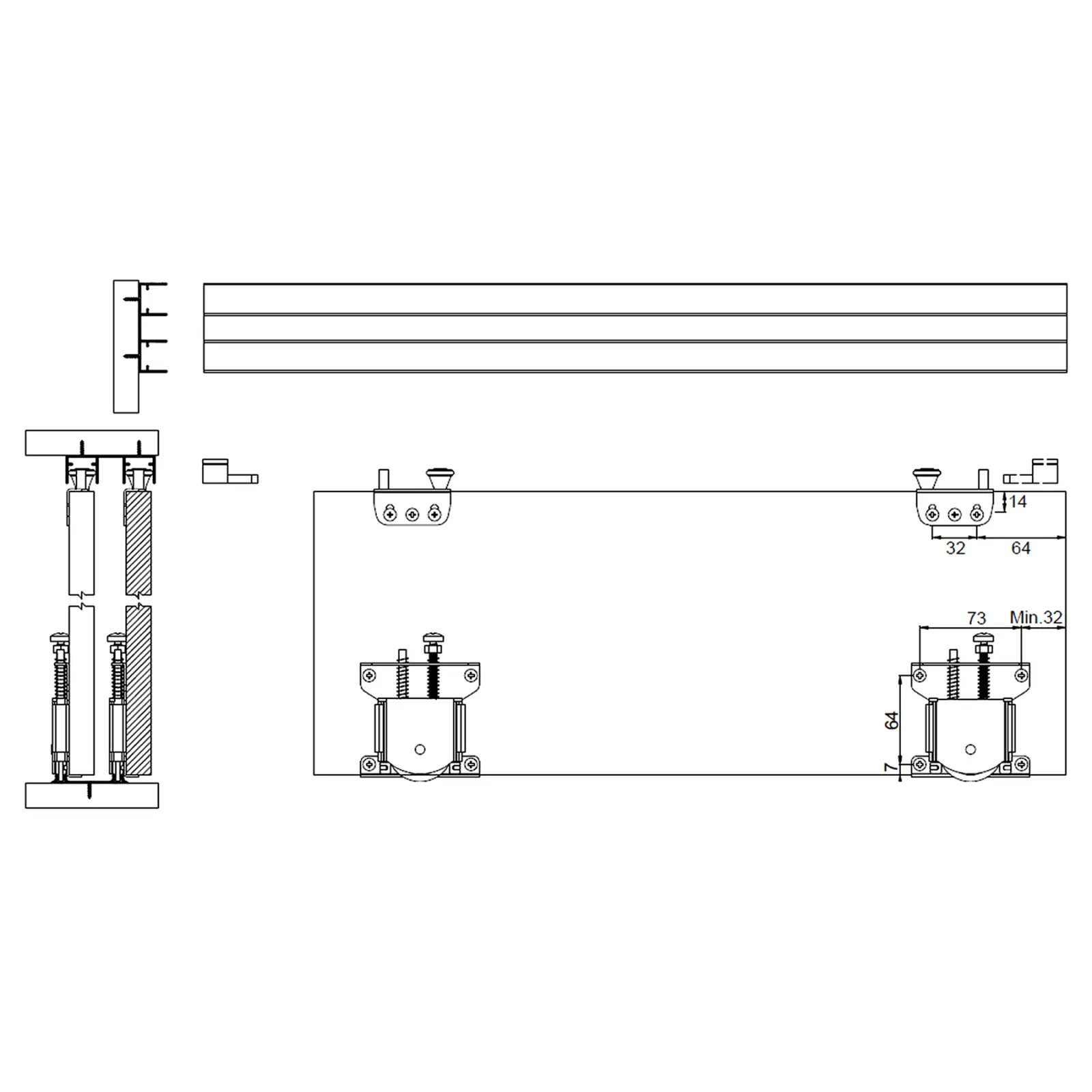 E-Slide Wardrobe Sliding Door Kit - 2 Door - 1200mm Track - Decor And Decor