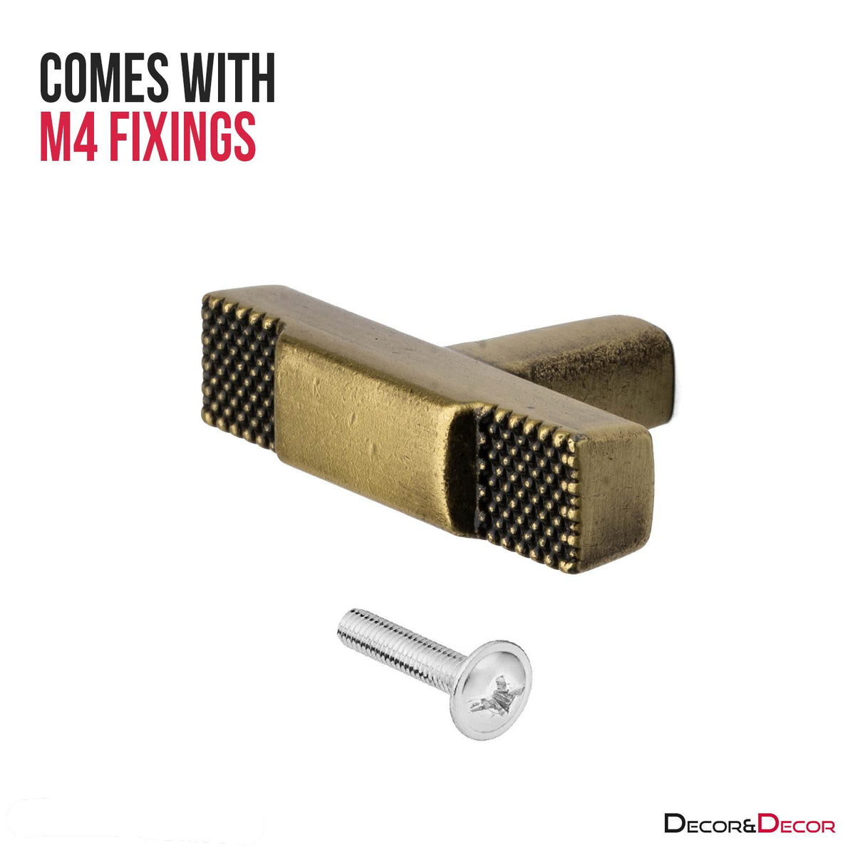Mara - Knurled T-Bar Kitchen Cabinet Knob - Antique Brass – view 2