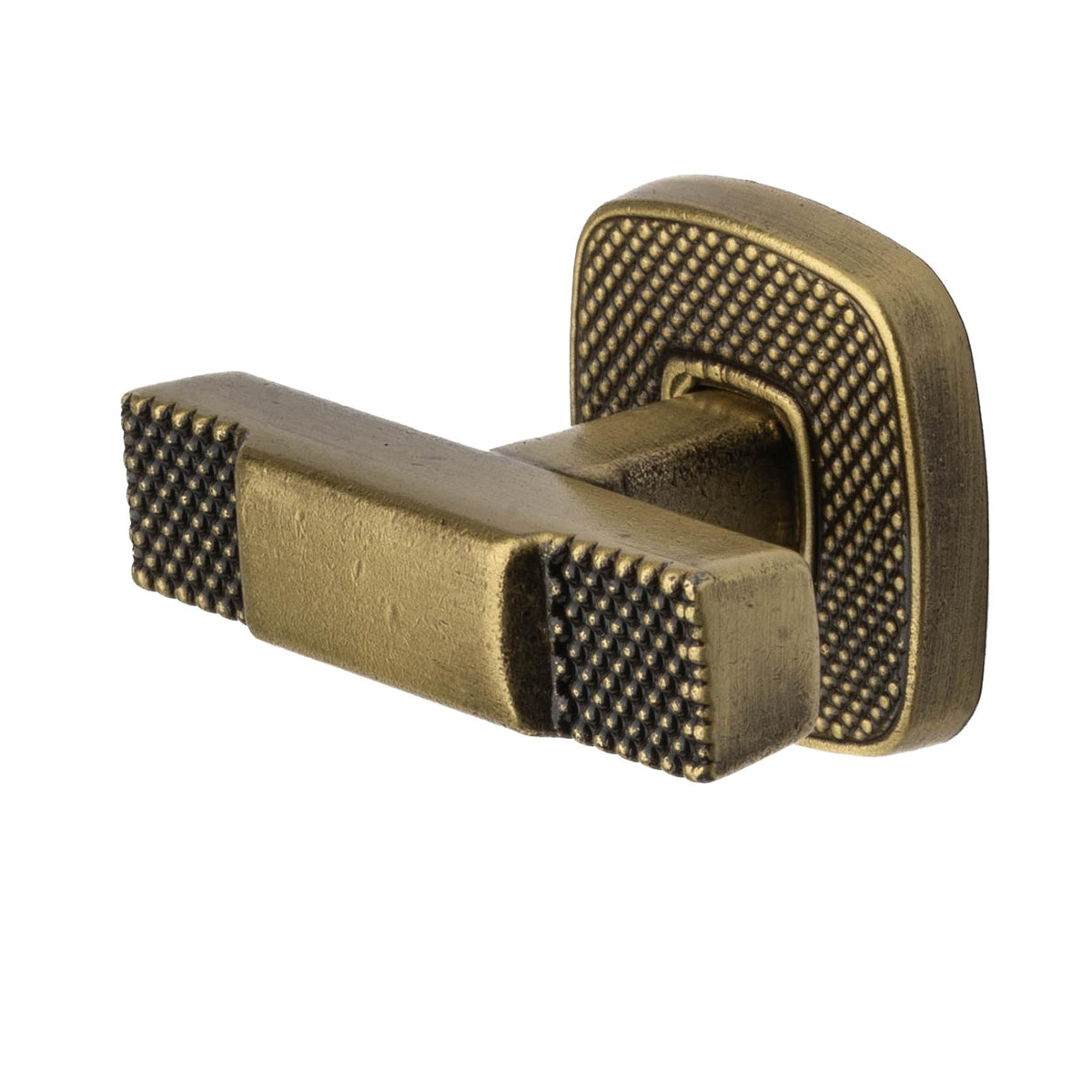 Mara - Knurled T-Bar Kitchen Cabinet Knob with Backplate - Antique Brass