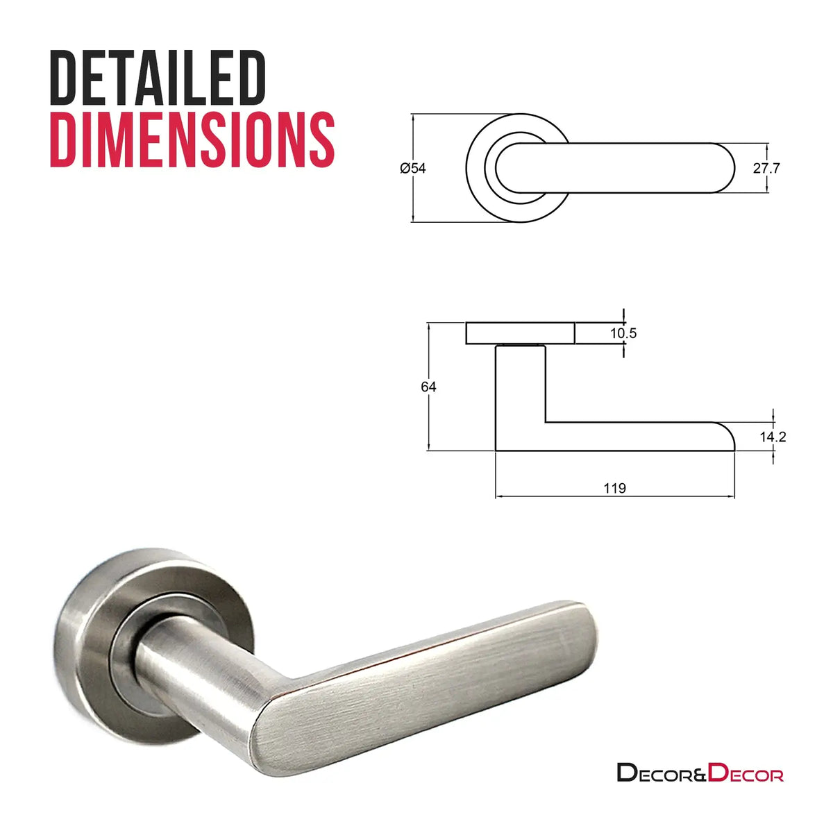 Echo Satin Nickel Privacy Door Lever Handles - Sash Lock Kit Set – view 4