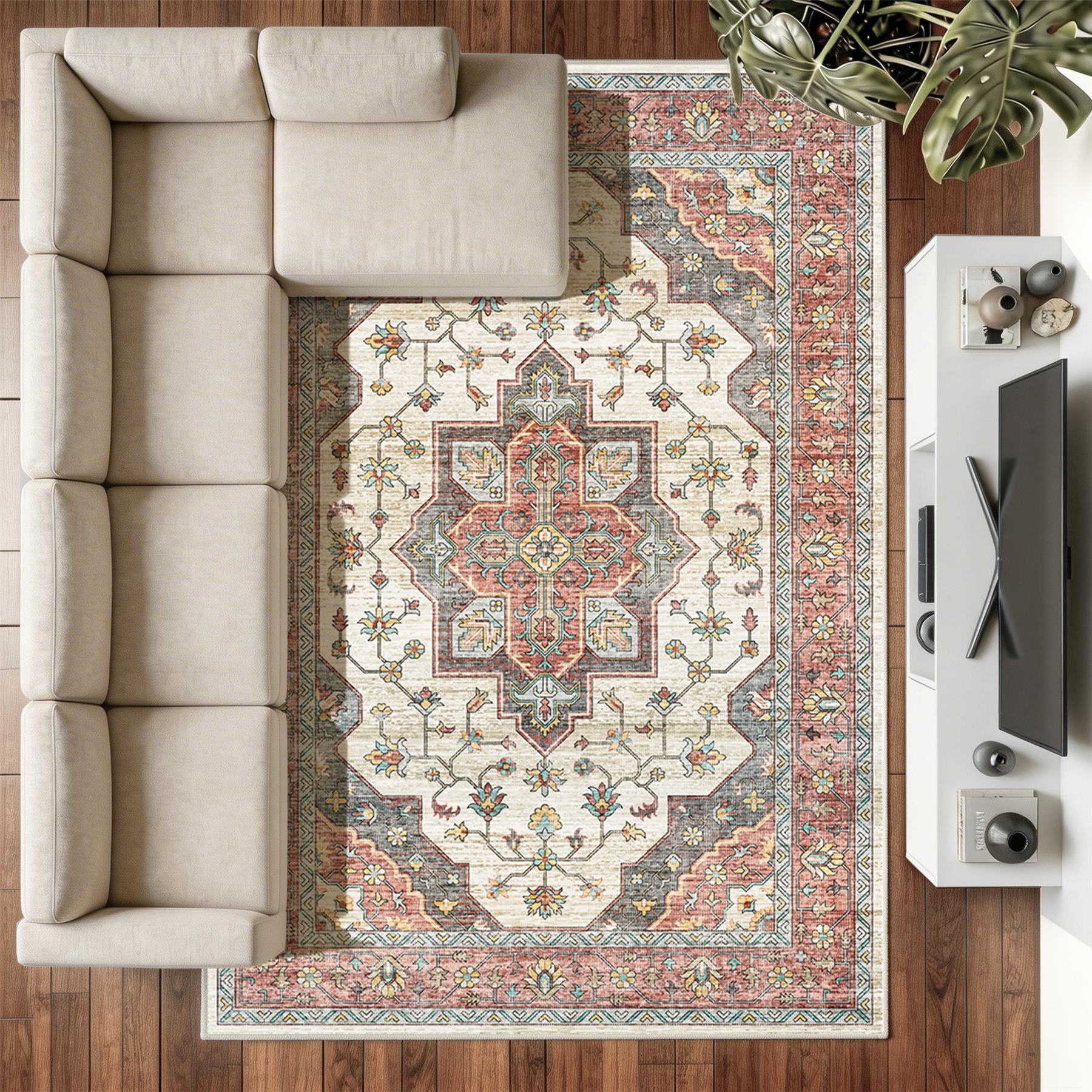 Solora - Persian Washable Extra Large Area Rug - 200x290cm