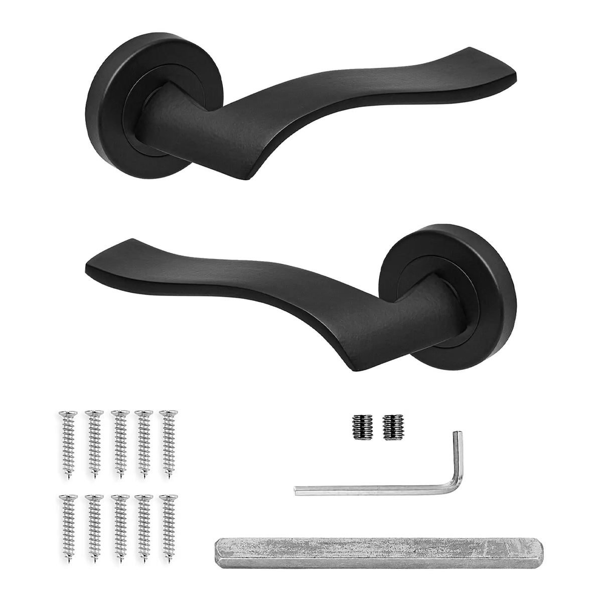 Emblaze Matt Black Bathroom Door Lever Handles - Bathroom Kit Set – view 3