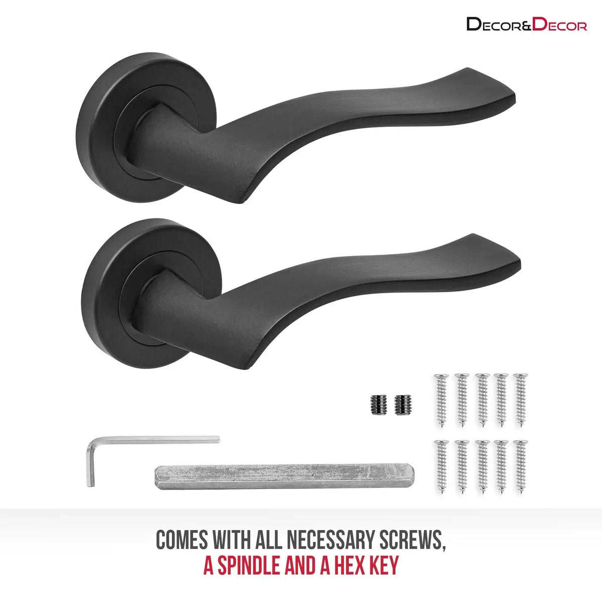 Emblaze Matt Black Passage Door Lever Handles - Latch and Hinge Set - & - Modern