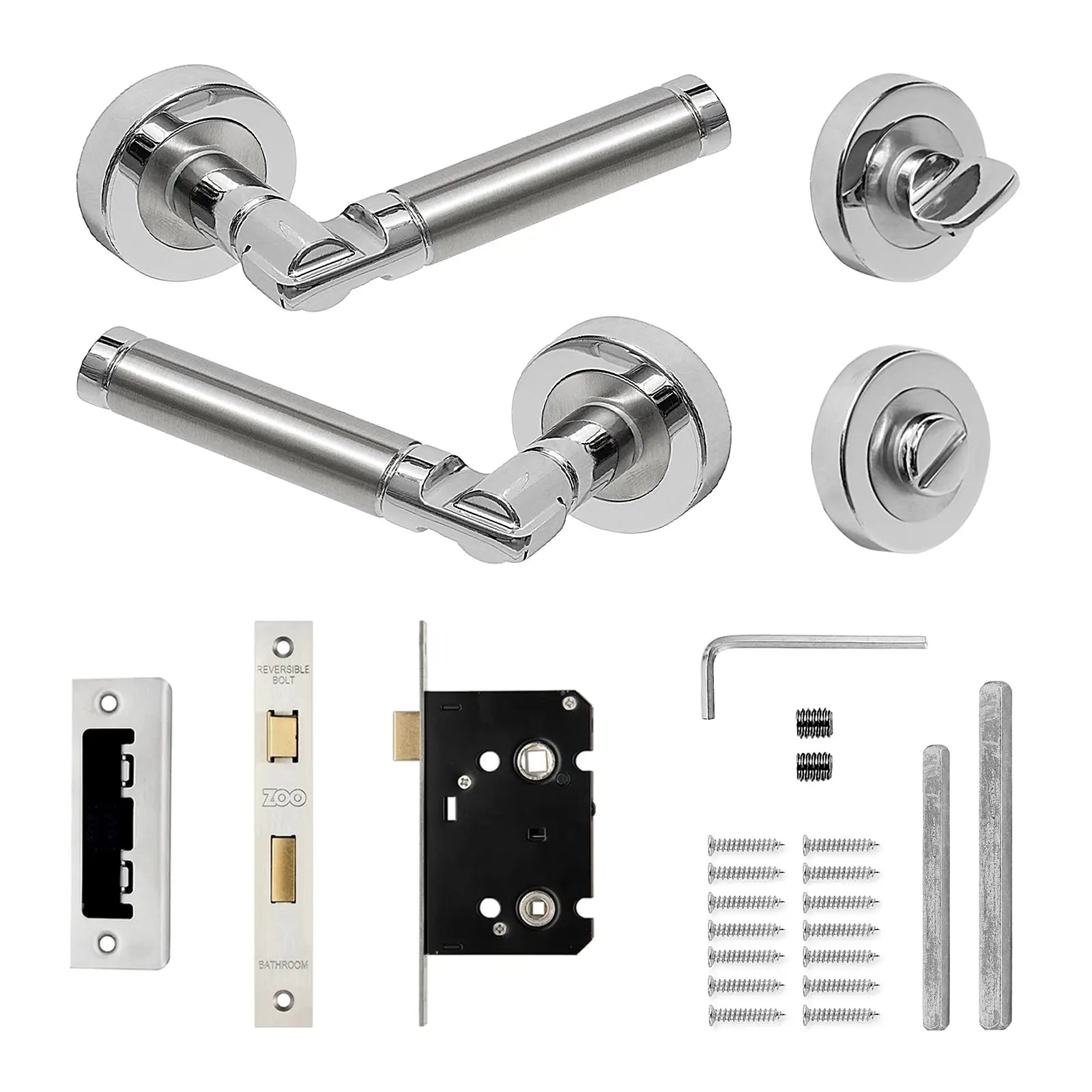 Enigma Duo Finish Bathroom Door Lever Handles - Bathroom Kit Set - Decor And Decor