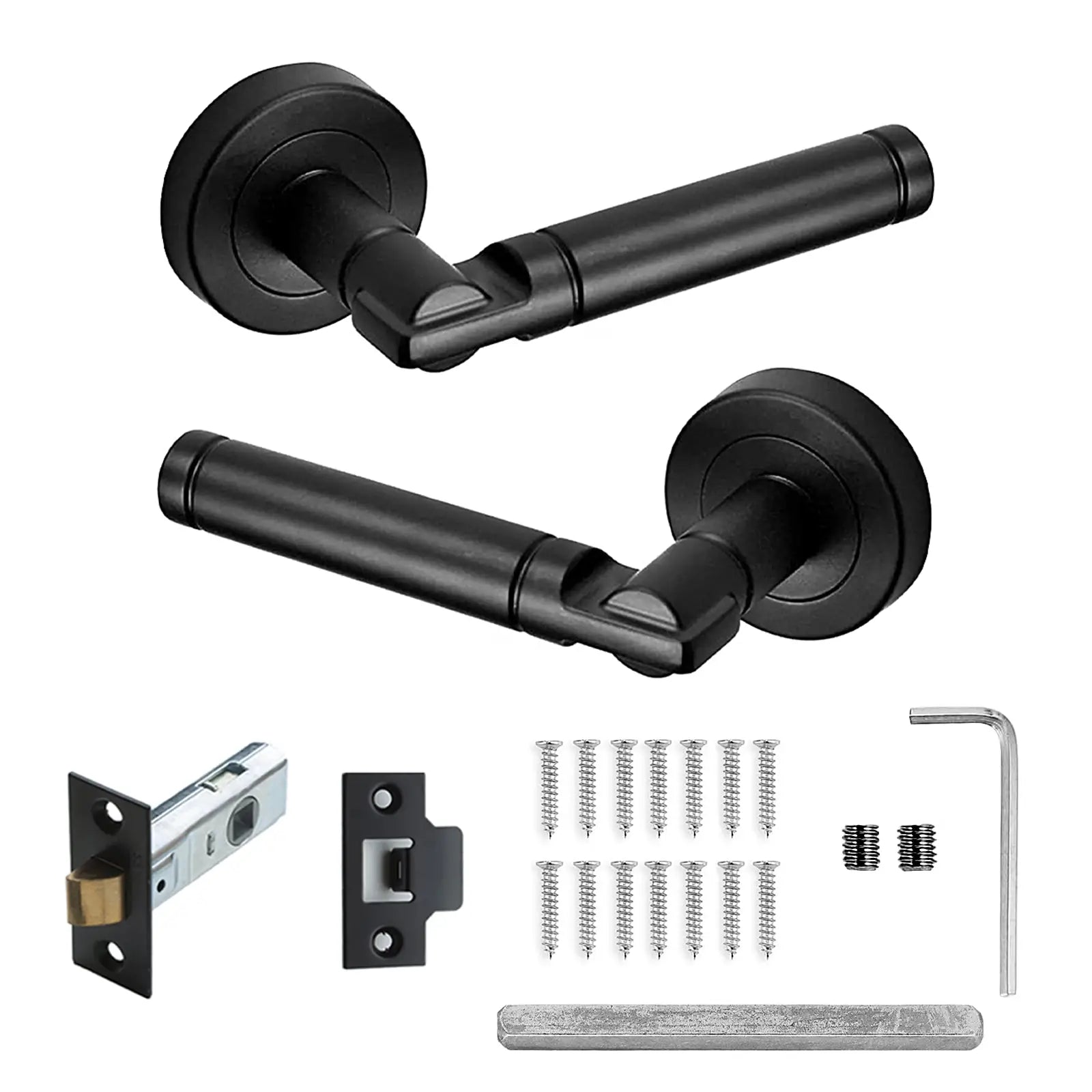 Enigma Matt Black Passage Door Lever Handles - Latch Kit Set - Decor And Decor