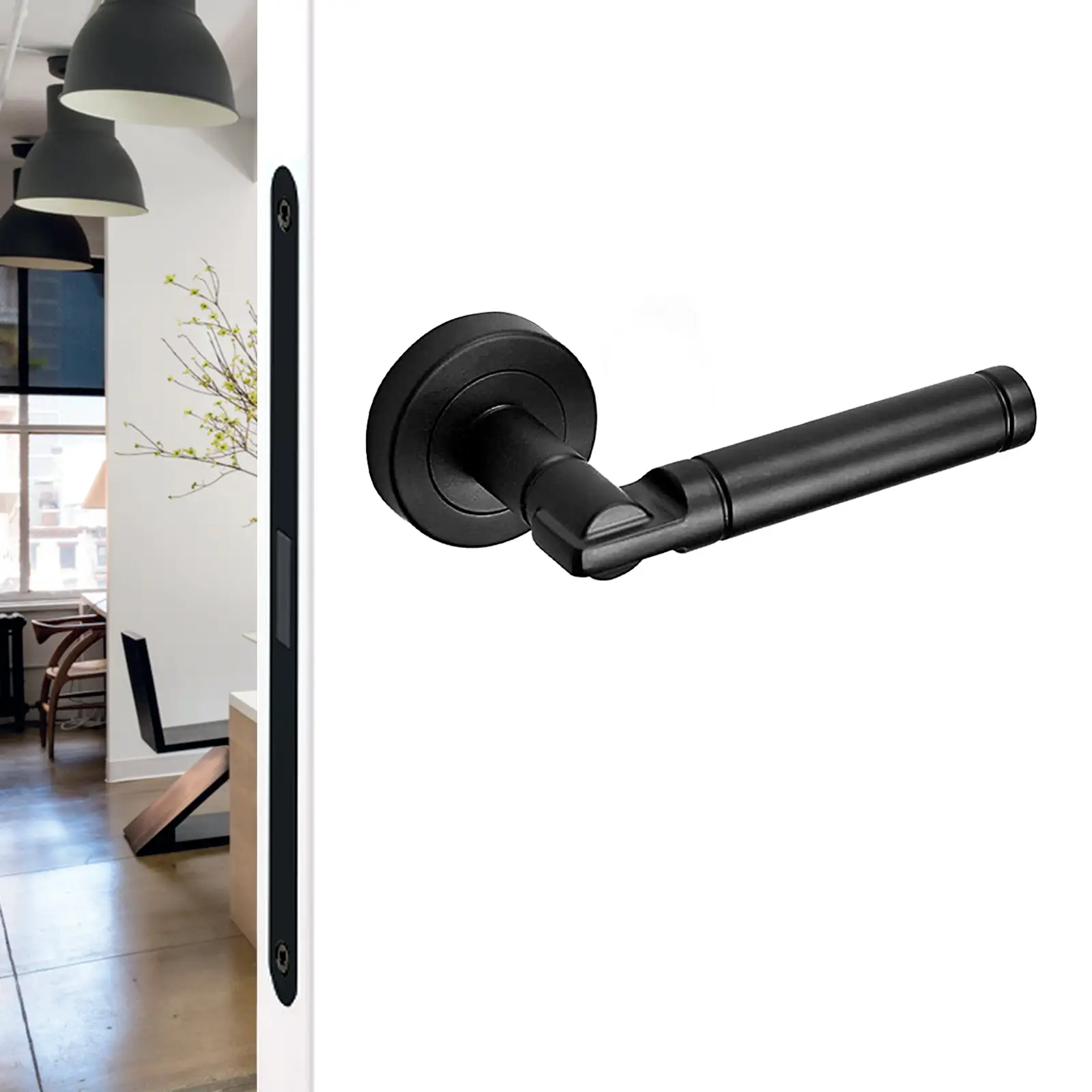 Enigma Matt Black Passage Door Lever Handles - Latch Kit Set - Decor And Decor