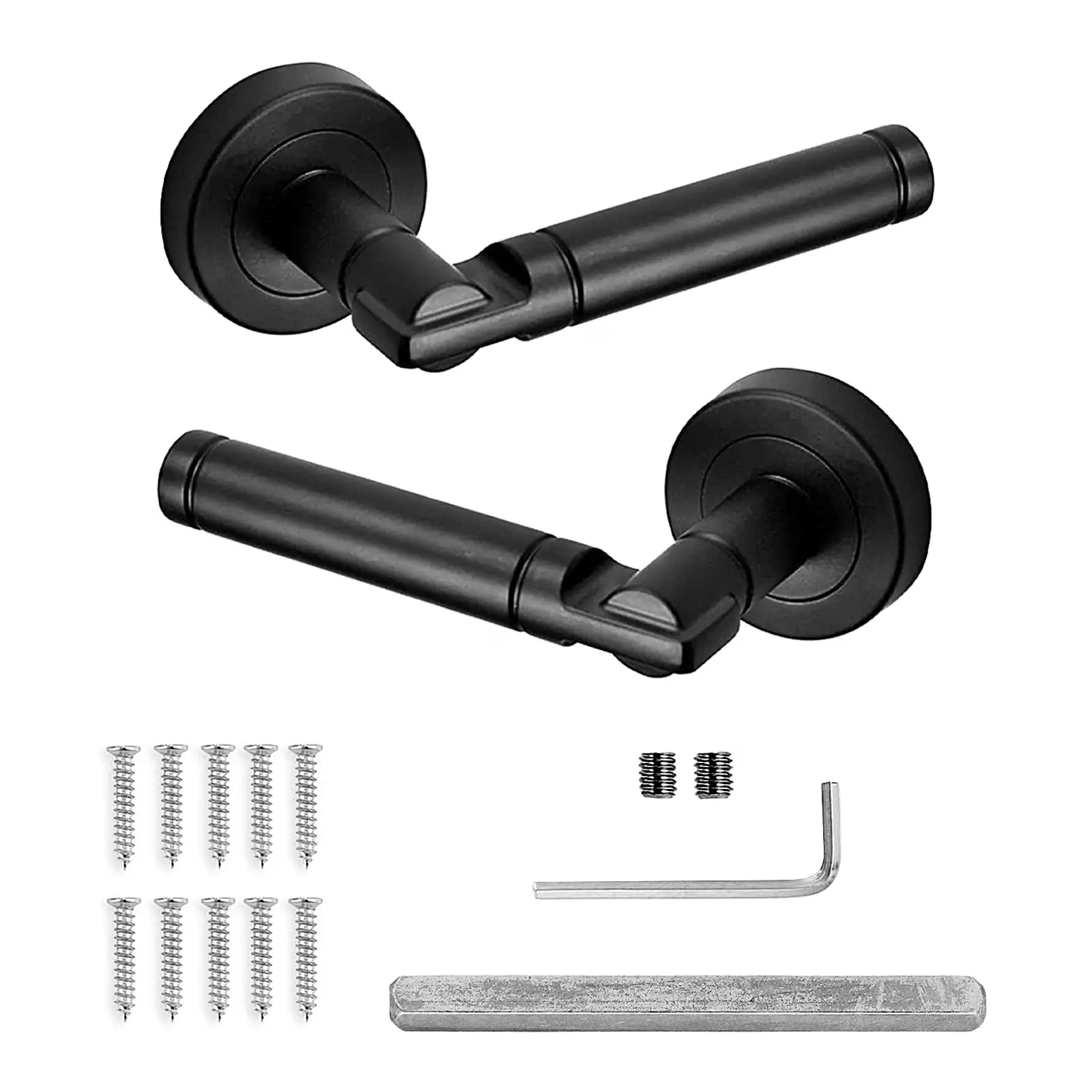 Enigma Matt Black Passage Door Lever Handles - Latch Kit Set - Decor And Decor