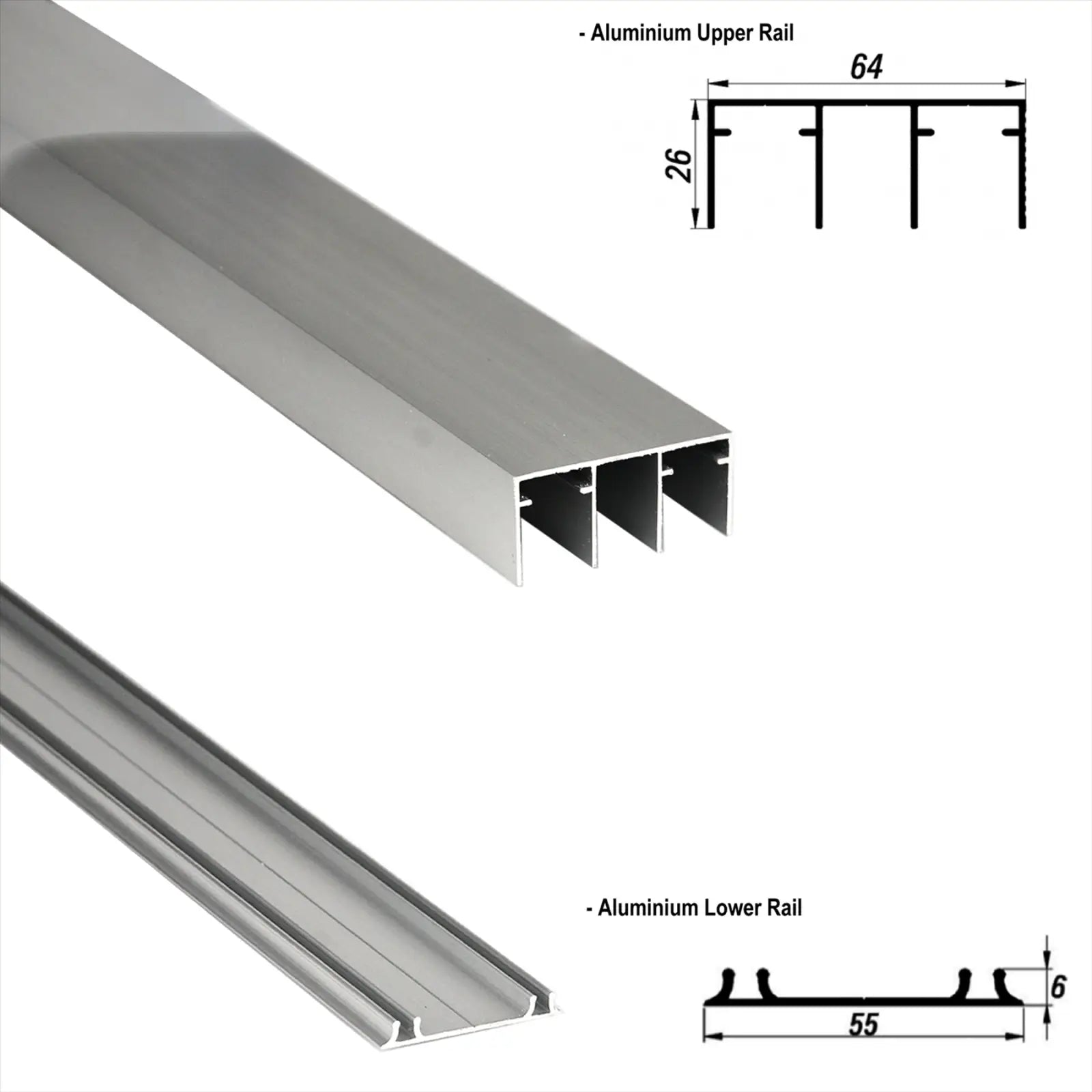 ES-Slide Wardrobe Sliding Door Kit - 2 Door - 1200mm Track - Both Way Soft Close - Decor And Decor
