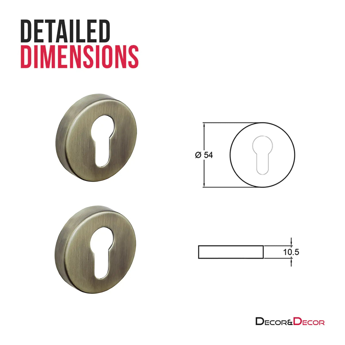 Euro Cylinder Keyhole Cover Escutcheon - Antique Brass – view 2