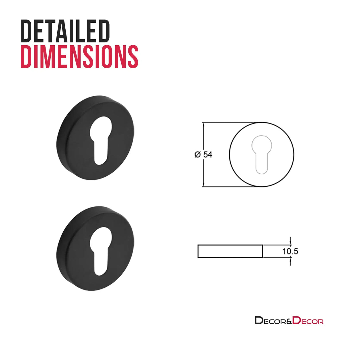 Euro Cylinder Keyhole Cover Escutcheon - Matt Black – view 2