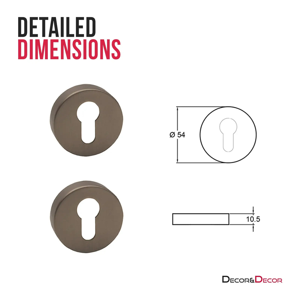 Euro Cylinder Keyhole Cover Escutcheon - Matt Bronze – view 2