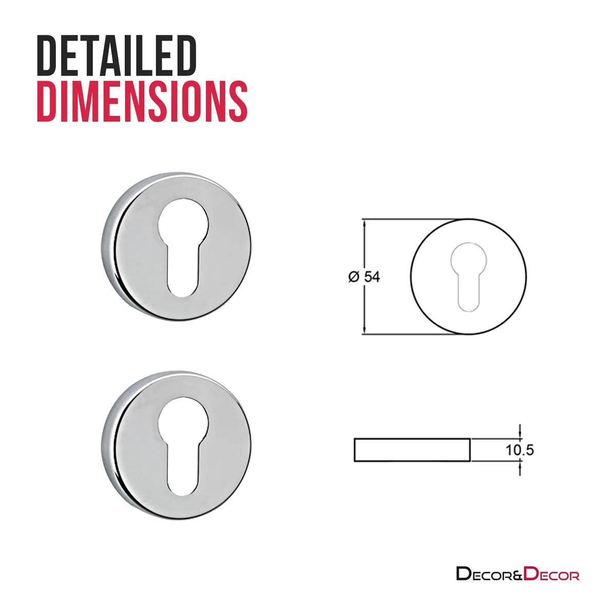 Euro Cylinder Keyhole Cover Escutcheon - Polished Chrome – view 4