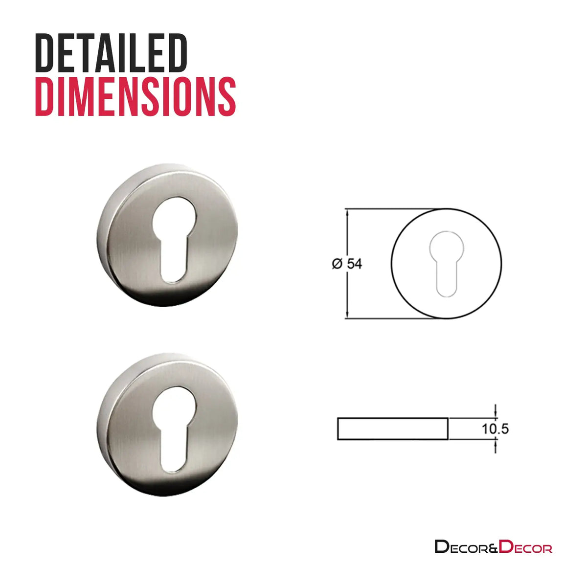 Euro Cylinder Keyhole Cover Escutcheon - Satin Nickel – view 2
