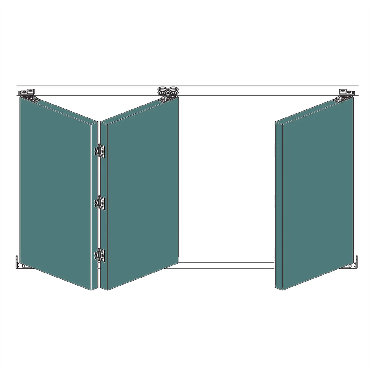 F-Slide Folding Sliding Door Kit - 2 + 1 Door - 3600mm Track