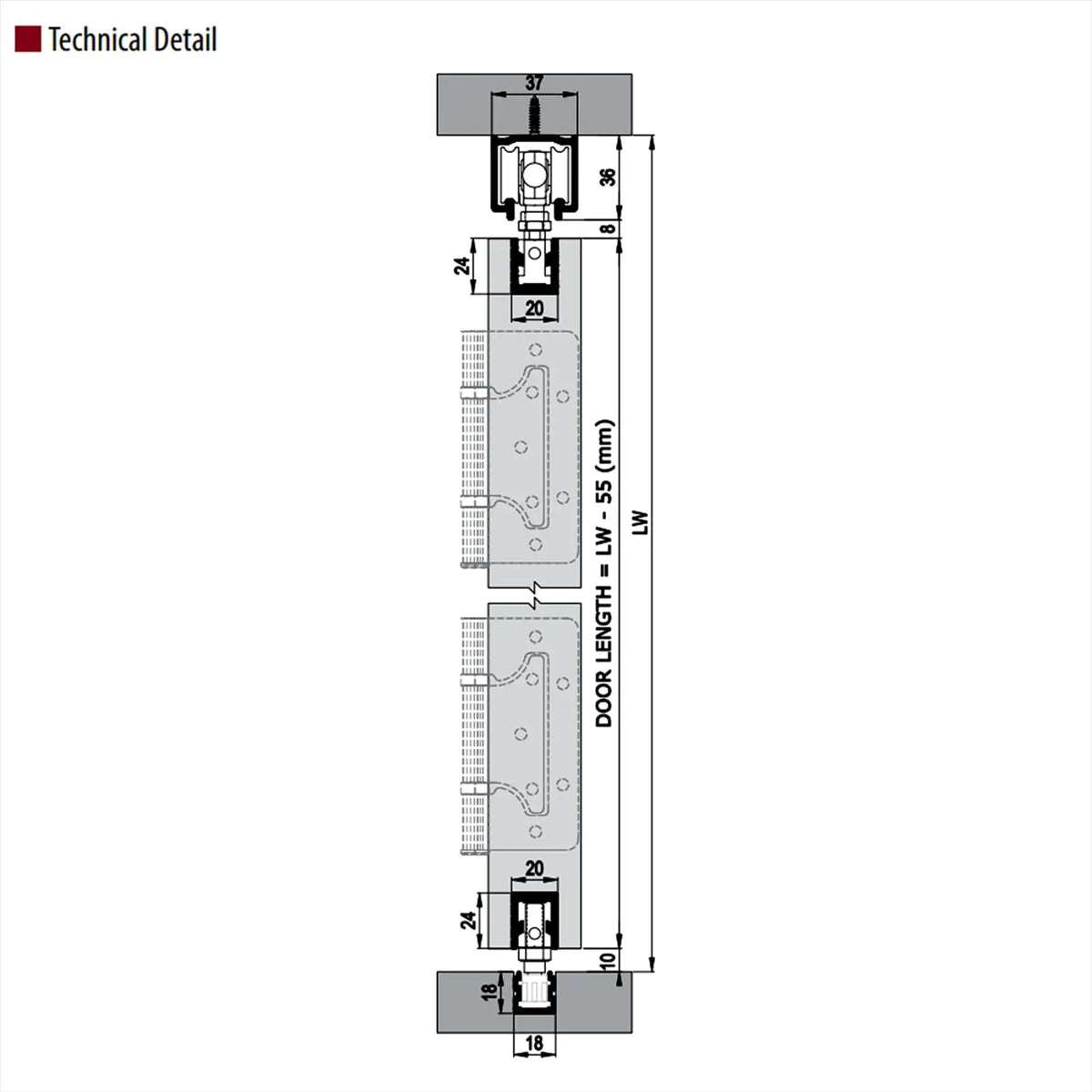 F-Slide Folding Sliding Door Kit - 2 + 2 Door - 3600mm Track – view 6