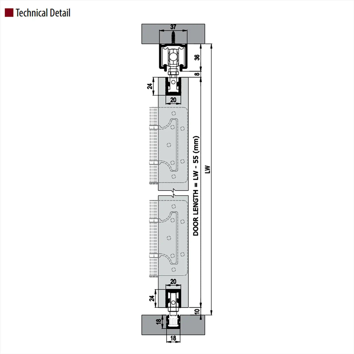 F-Slide Folding Sliding Door Kit - 3 + 0 Door - 1800mm Track – view 6