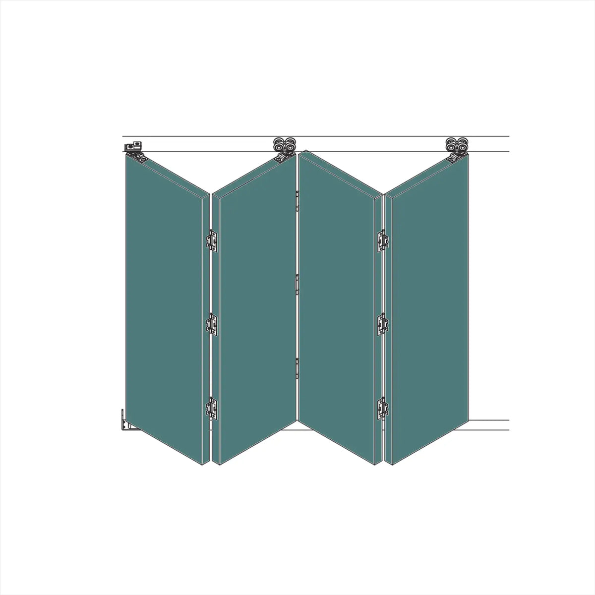F-Slide Folding Sliding Door Kit - 4 + 0 Door - 3600mm Track