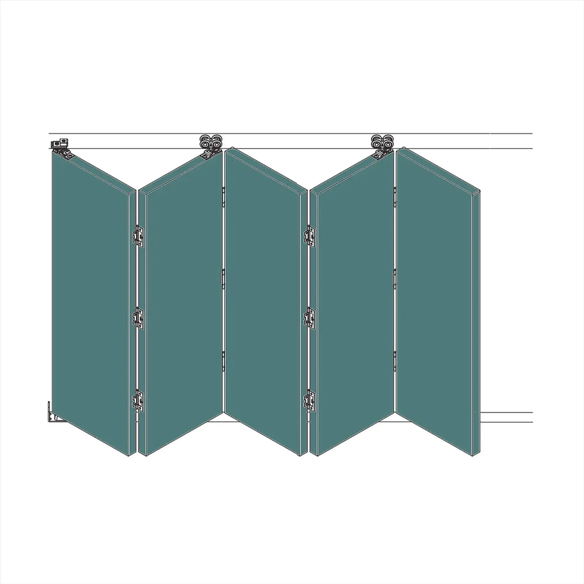 F-Slide Folding Sliding Door Kit - 5 + 0 Door - 3600mm Track