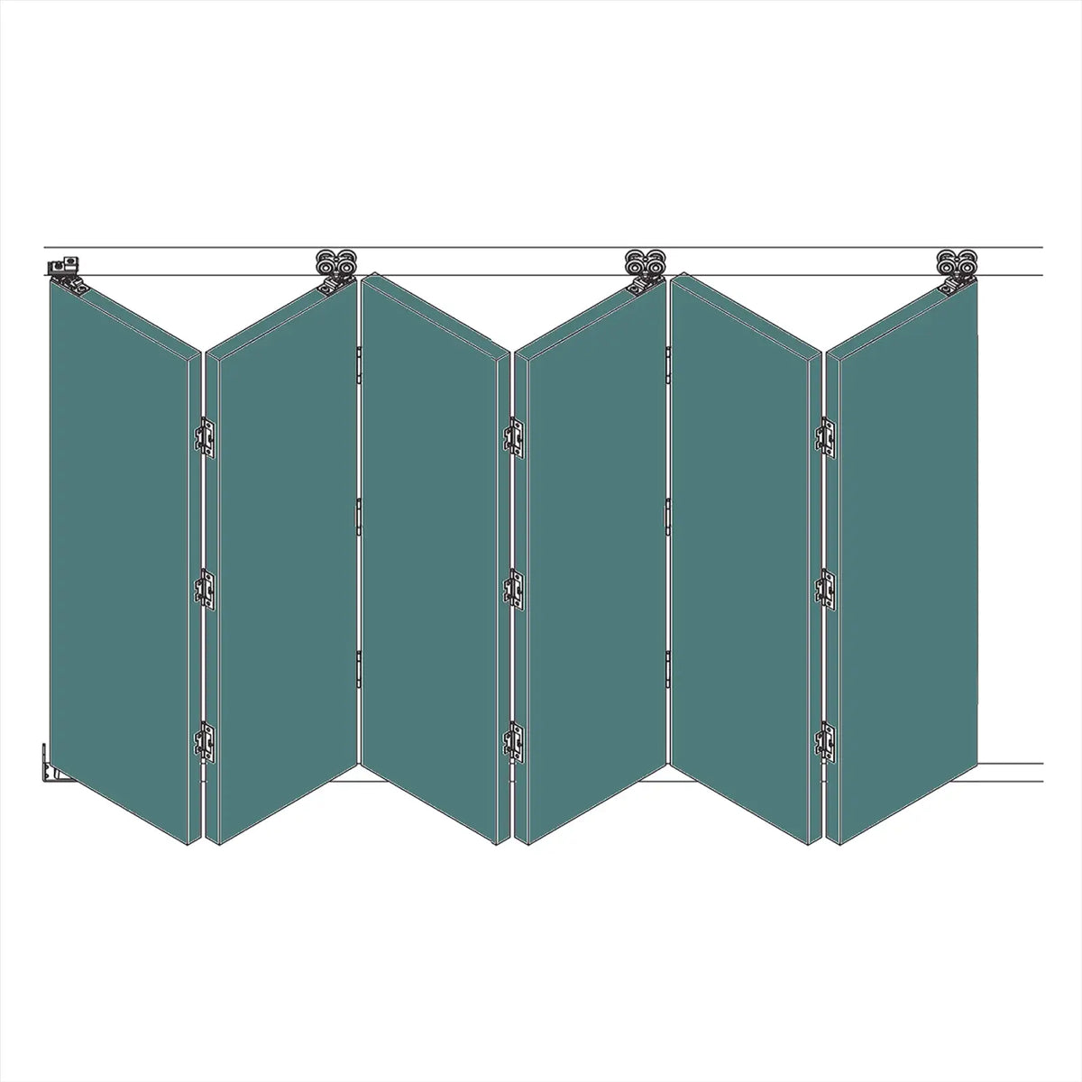F-Slide Folding Sliding Door Kit - 6 + 0 Door - 3600mm Track