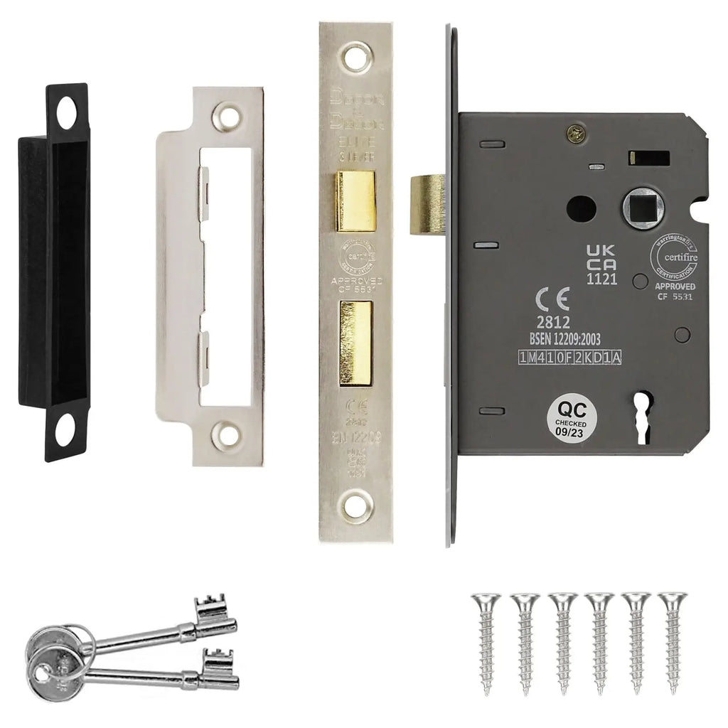 Fire Rated Sash Mortice Lock 76mm Satin Nickel