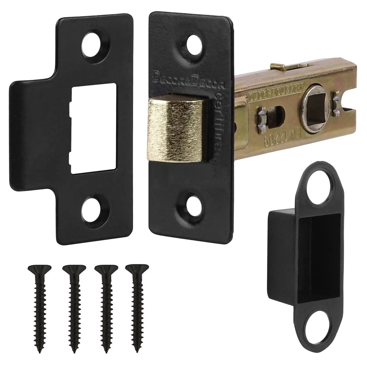 Black door latch set for Fire Rated Tubular Mortice Latch - 64mm - Matt Black