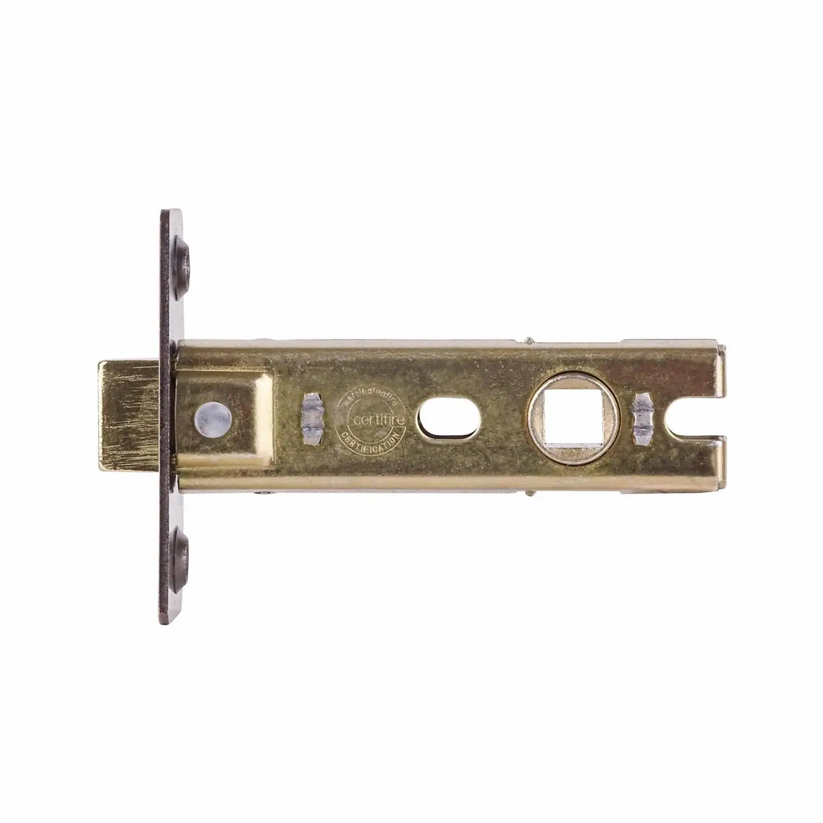 Brass-colored door latch mechanism for Fire Rated Tubular Mortice Latch - Antique Brass