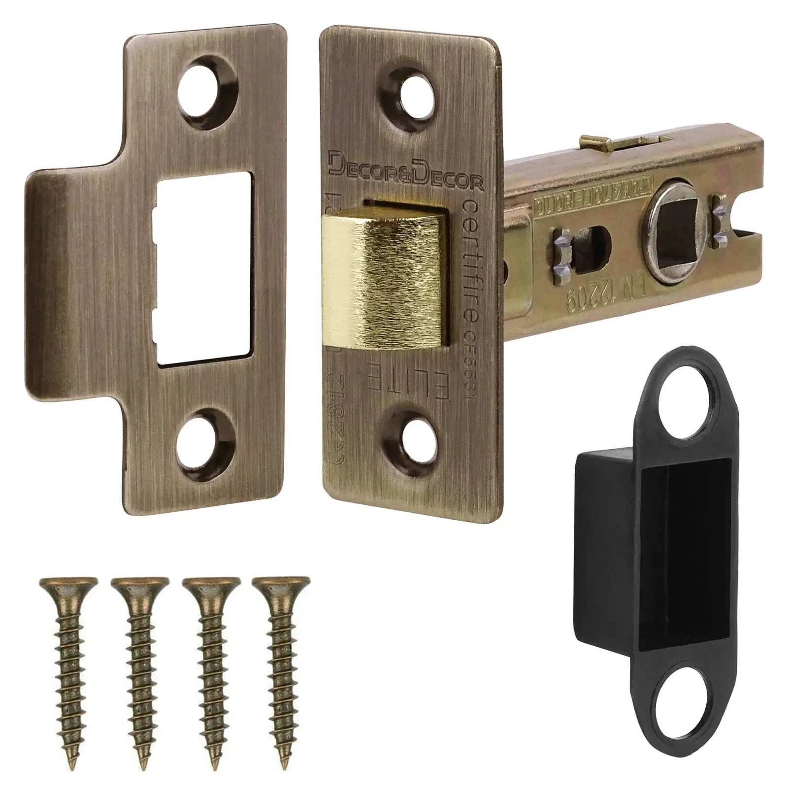 Antique Brass Door Latch Set for Fire Rated Tubular Mortice Latch - 76mm