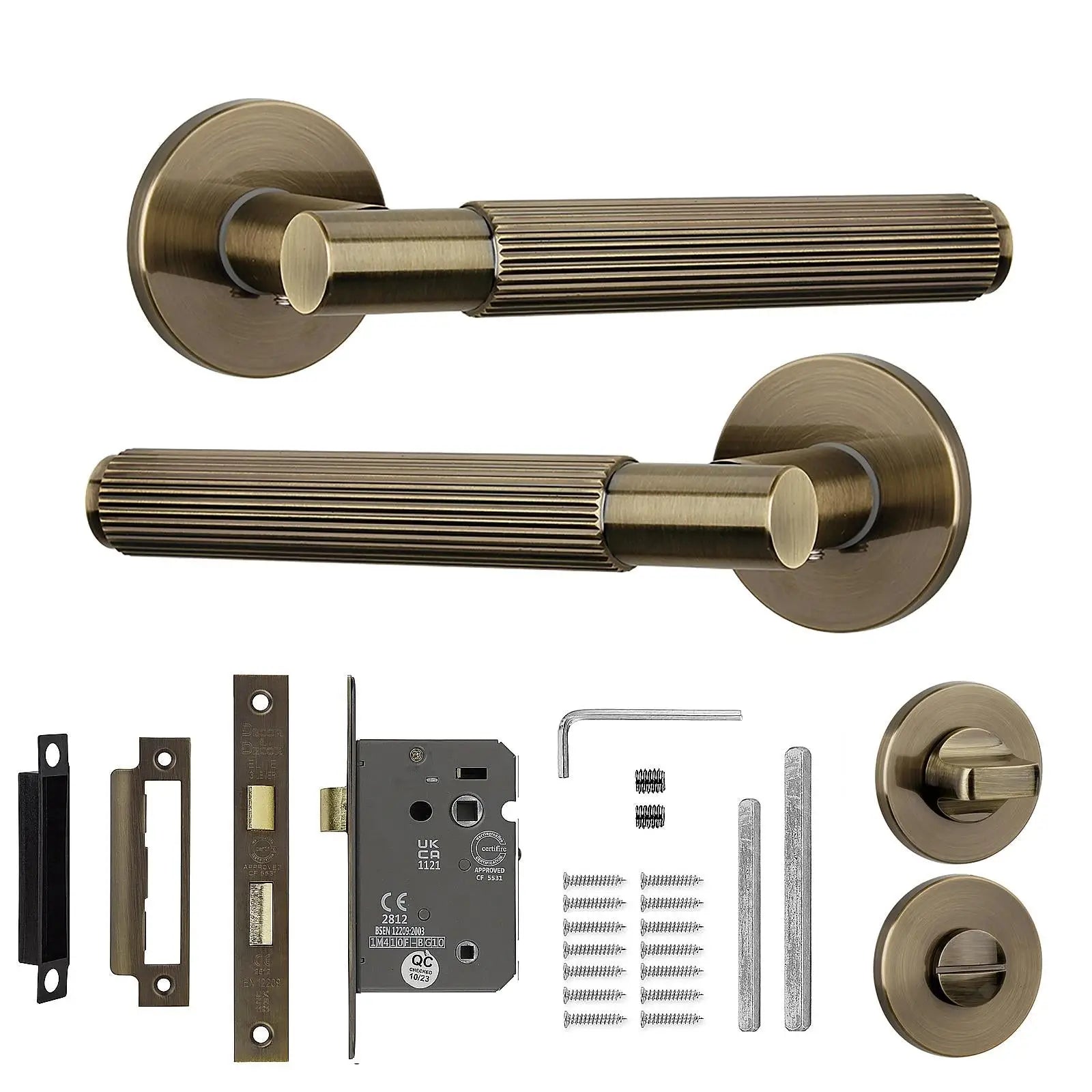 Hera Antique Brass Bathroom Door Handles - Kit - Handle Set – Shop
