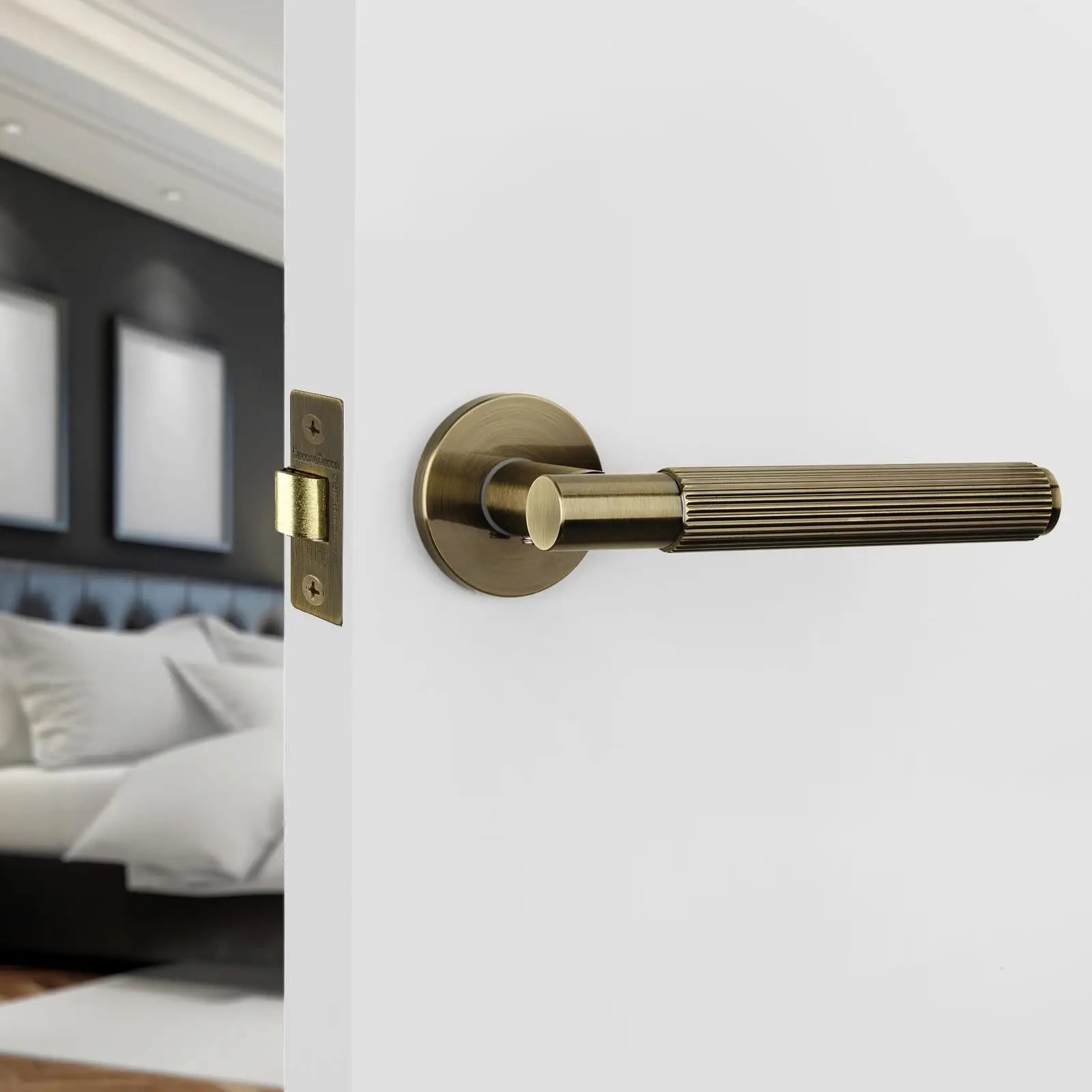 Hera Antique Brass Passage Door Handles - Latch and Hinge Set - & Handle –