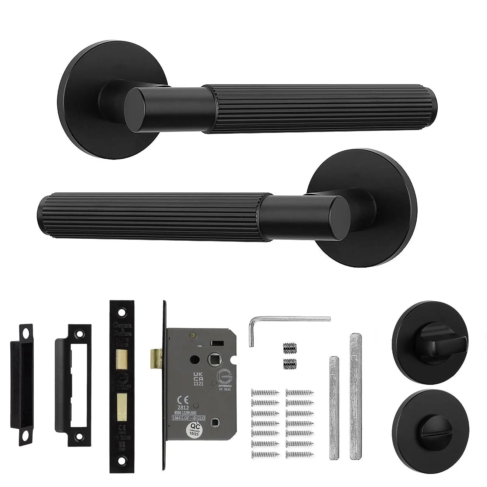 Hera Matt Black Bathroom Door Handles - Kit - Handle Set – Buy