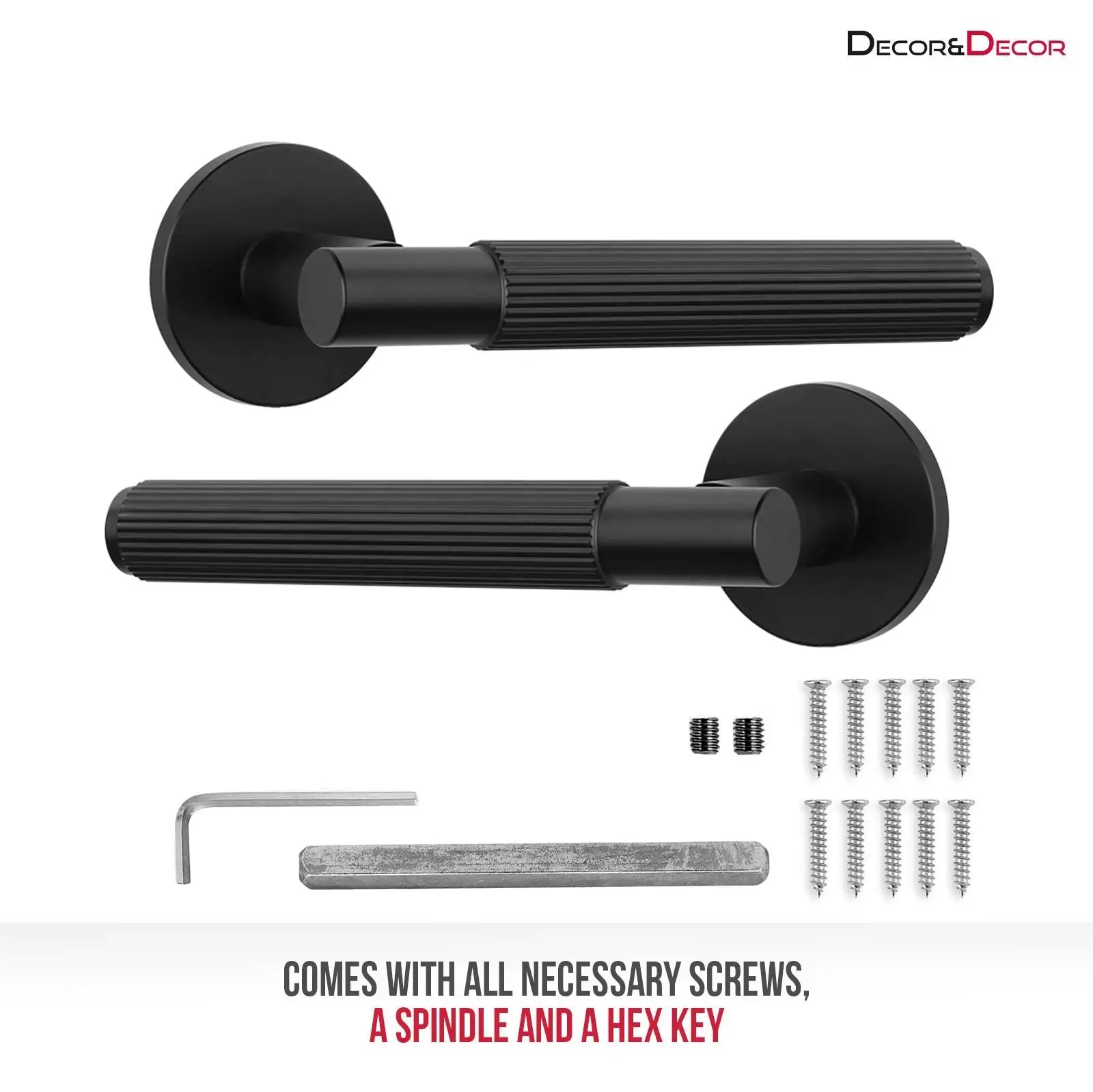 Hera Matt Black Passage Door Handles - Latch and Hinge Set - & Handle –