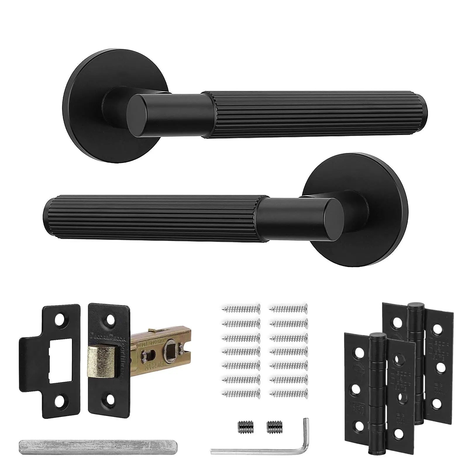 Hera Matt Black Passage Door Handles - Latch and Hinge Set - & Handle –