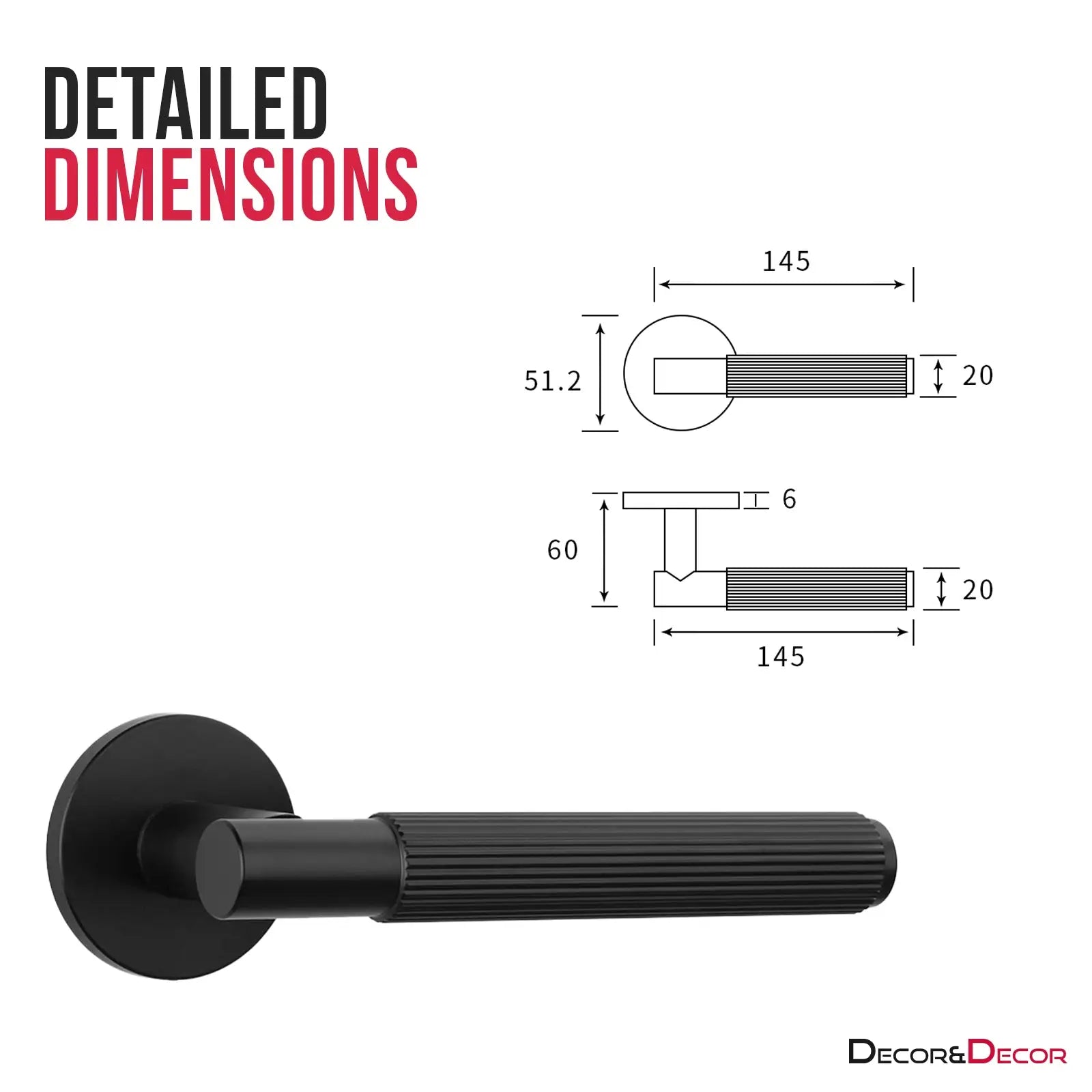 Hera Matt Black Passage Door Handles - Latch and Hinge Set - & Handle –