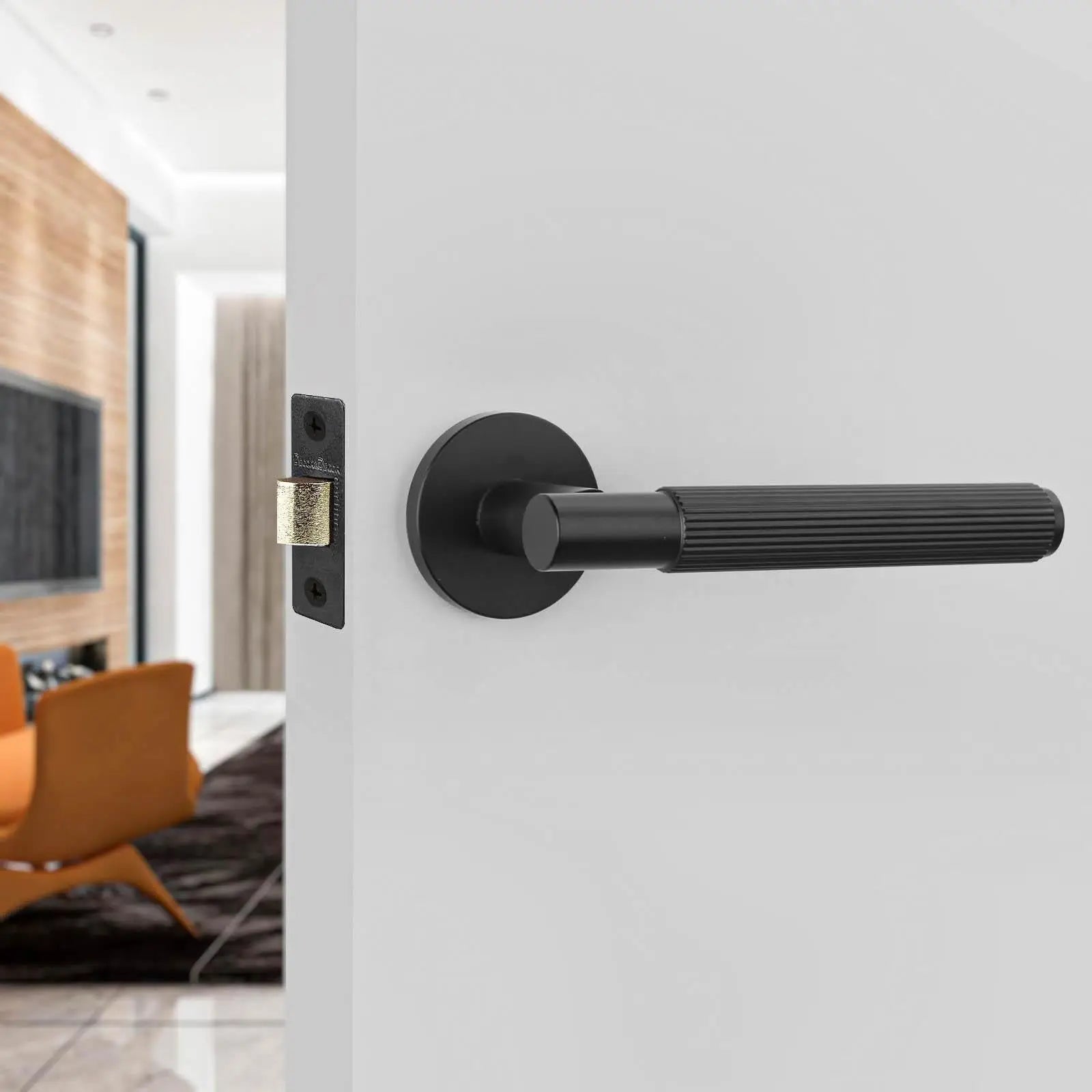 Hera Matt Black Passage Door Handles - Latch and Hinge Set - & Handle –
