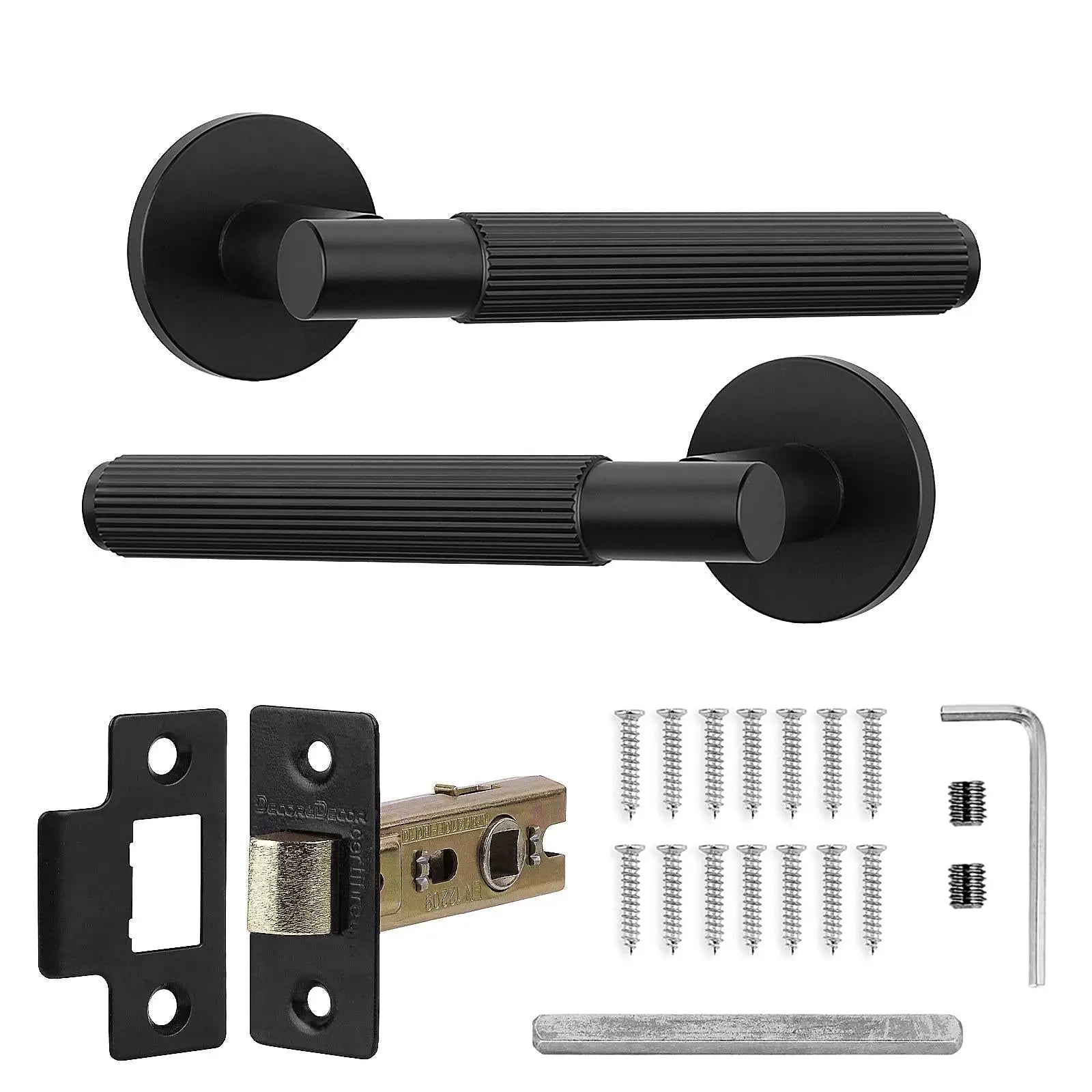 Hera Matt Black Passage Door Handles - Latch Kit Set - –
