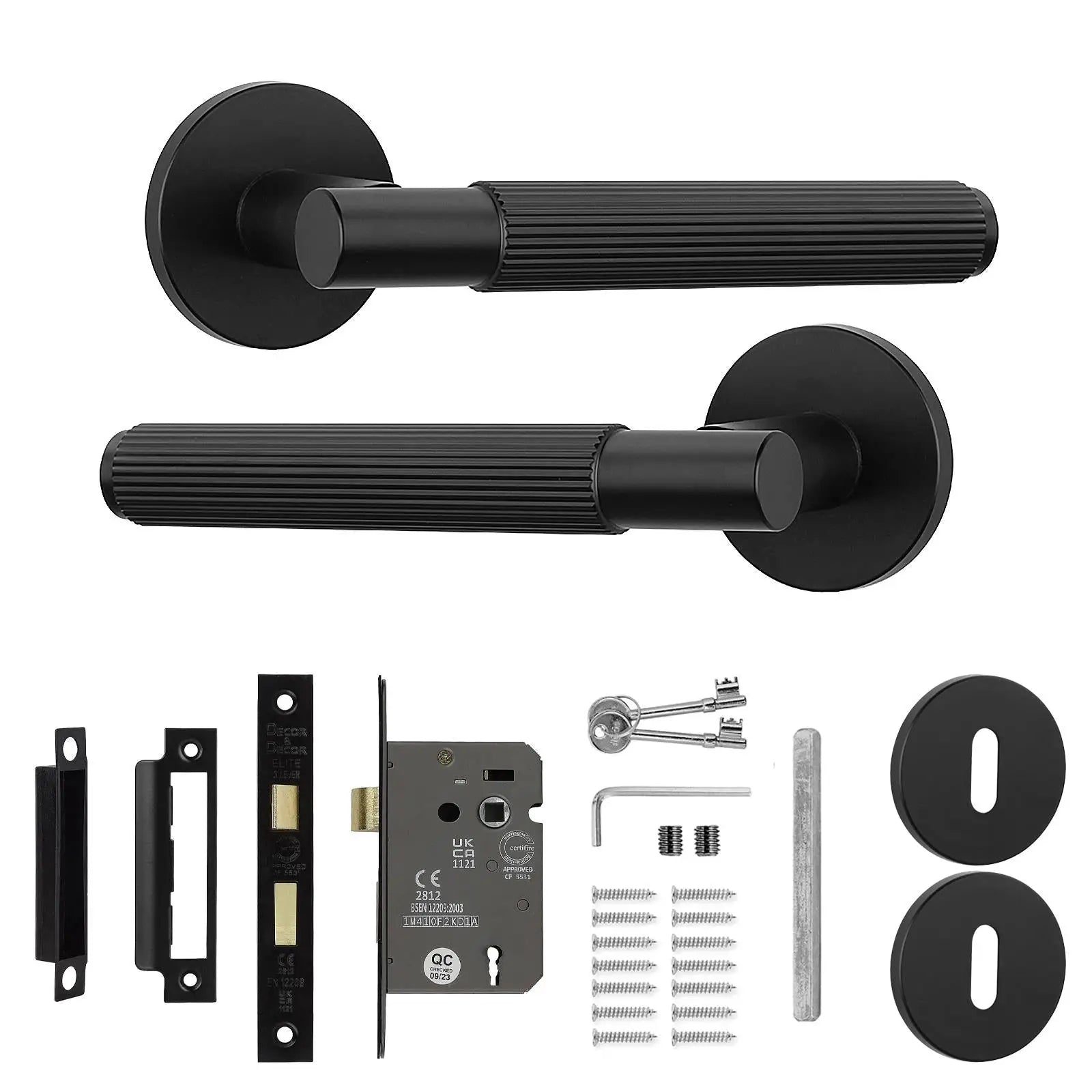 Hera Matt Black Privacy Door Handles - Sash Lock Kit Set - –