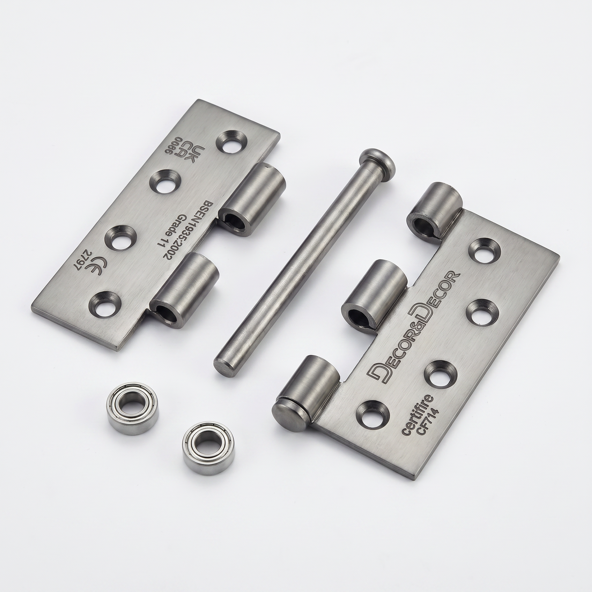 Ball Bearing Fire Rated Door Hinges - 102mm - Pair - Satin Nickel